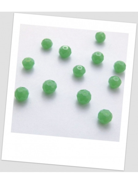 Бусина граненая хрустальная непрозора, зеленый (нефрит), 8 мм х 6,3 мм. Упаковка - 50 шт. (id: 160033)