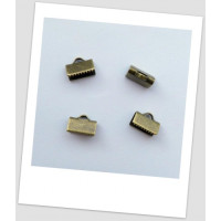 Затискач для стрічок "крокодильчик", колір бронза, 10 х 8 мм. Упаковка - 10 шт. (id:260007)