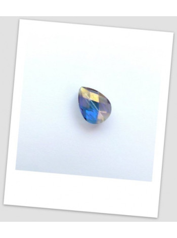 Бусина стеклянная граненая, миндалевидной формы, голубая с фиолетовым отливом, 18 х 13 мм. Упаковка -10 шт. (id:160035)