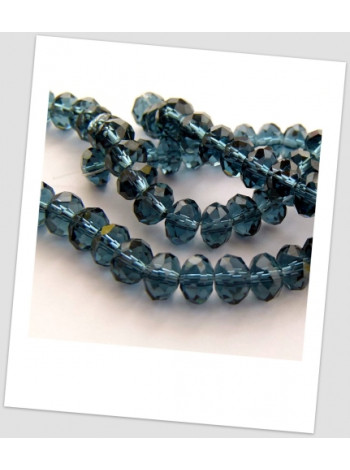 Бусина дымчато-синяя хрустальная граненная приплюснутая 8 мм х 5 мм. Упаковка - 22 шт. (id:160004)