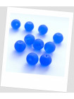 Бусина стеклянная круглая полупрозрачная матовая синяя 12 мм , упаковка -20шт. (id:150019)