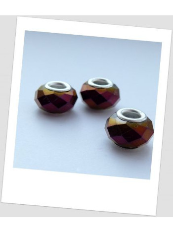 Бусина стеклянная "Пандора" граненая тёмно-фиолетовая, упаковка- 3 шт. (id:110008)