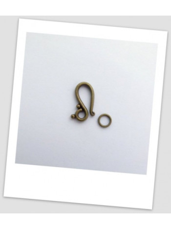 Застёжка бижутерная металлическая из двух частей, 21 х 12 мм, цвет бронзовый. Упаковка -10 шт. (id:410019)
