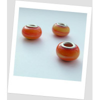 Бусина стеклянная "Пандора" оранжевая с разводами, упаковка - 4 шт. (id:110007)