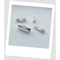 Затискач для шнурів/стрічок металевий, колір: срібло, 16 х 7 мм. , Упаковка- 20 шт. (id:260006)