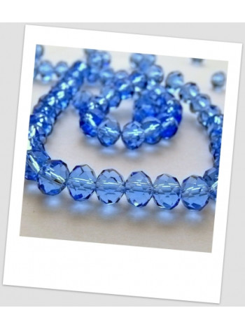 Бусина синяя хрустальная граненая приплюснутая 8 мм х 6 мм. Упаковка - 32 шт. (id:160011)