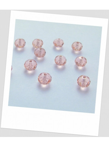 Бусина-рондель хрустальная граненая приплюснутая розовая, 6 мм х 4,5 мм. Упаковка -50 шт. (id: 160026)