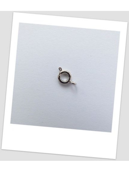Замочек ювелирный круглый металлический стального цвета 6  мм х 6 мм, упаковка - 10 шт. (id:410014)