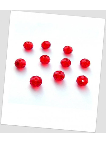 Бусина - рондель хрустальная граненая, колір красный (гранатовый), 8 мм х 6 мм. Упаковка - 30 шт. (id: 160067)