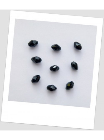 Бусина - хрустальная граненая, форма "оливка", цвет чёрный, 6х8 мм. Упаковка - 10 шт. (id:160073)