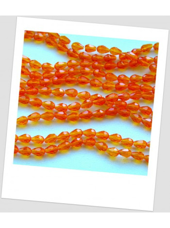 Бусина стеклянная граненая в форме "груша", апельсинового цвета, 7х5 мм. Упаковка - 20 шт. (id:160087)