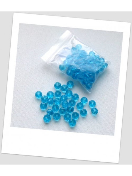 Бусины - рондель хрустальные граненые. колір  - голубой, 8 мм х 6 мм. УПАКОВКА 50 шт (id: 160111)