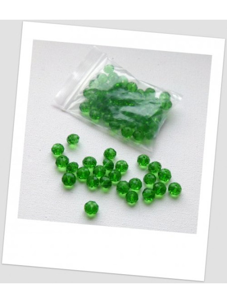 Бусины - рондель хрустальные граненые. колір  - зелений, 8 мм х 6 мм. УПАКОВКА 50 шт (id: 160114)