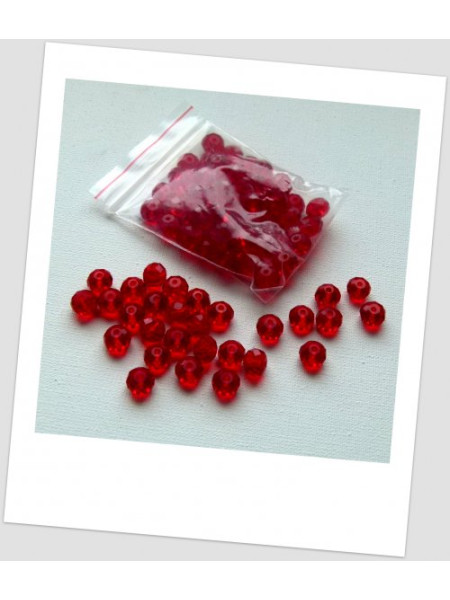 Бусины - рондель хрустальные граненые. колір  - красный, 8 мм х 6 мм. УПАКОВКА 50 шт (id: 160110)