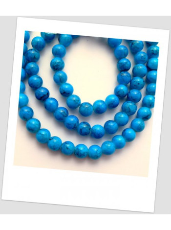 Бусина стеклянная "мраморная" насыщенно-синего цвета, 10 мм, упаковка - 30 шт. (id:160041)