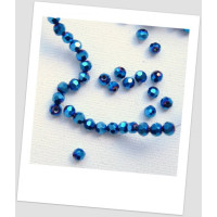 Бусина синяя зеркальная, хрустальная граненая круглой формы,  4 мм . Упаковка -50 шт. (id:160103)