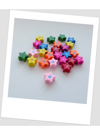 Бусины деревянные фигурные "звёздочка", микс,  15 мм х 15 мм, упаковка - 25 шт. (id:100015)
