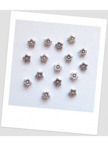 Бусина металлическая двухсторонняя в форме цветочка, цвет стальной, 9 мм, упаковка - 10 шт. (id:140113)