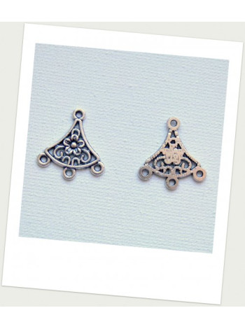 Коннектор металлический, 1+3 петельки, античное серебро, 20 х 19 мм. Упаковка - 6 шт. (id:310017)