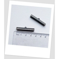 Концевик-зажим для лент металлический, 35х7,5 мм, цвет темная сталь. Упаковка - 10 шт. (id:270052)