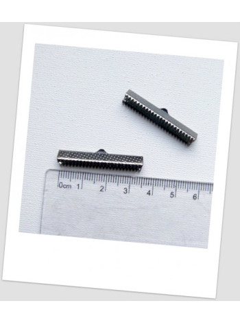 Концевик-зажим для лент металлический, 35х7,5 мм, цвет темная сталь. Упаковка - 10 шт. (id:270052)