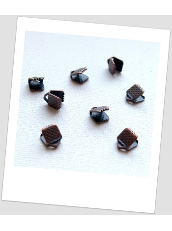 Концевик-зажим для лент металлический, 6х8 мм, цвет медный. Упаковка - 50 шт. (id:270055)