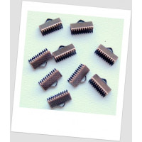 Концевик-зажим для лент металлический, 13х8 мм, цвет медный. Упаковка - 30 шт. (id:270072)