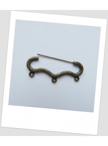 Зашпилька декоративна фигурная з трьомя петельками, колір бронзовий, 4.6x2 см. Упаковка -3 шт. (id:290016)