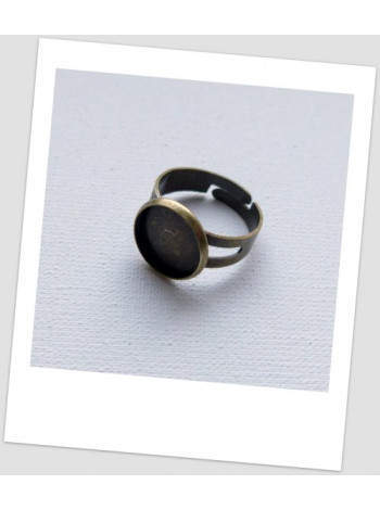 Основа для кольца с сеттингом (12 мм) металлическая, бронзового цвета, 18.3 мм. Упаковка - 5 шт. (id:680022)