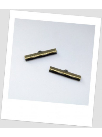 Концевик-зажим "крокодильчик" металлический, цвет бронзовый,  3.5 см x 0.8 см. Упаковка - 20 шт. (id:270019)