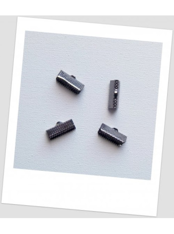 Концевик-зажим для лент металлический, 16 мм x 8 мм, цвет тёмная сталь, упаковка - 10 шт. (id:270024)