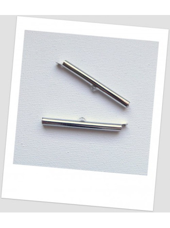 Концевик бисерный металлический, цвет стальной, 40 х6 мм, упаковка - 10 шт. (id:270042)