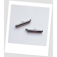 Концевик бисерный металлический, цвет тёмная сталь, 26 х 6 мм,  упаковка - 10шт. (id:270041)