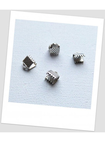 Концевик-зажим для лент металлический, 6 мм x 8 мм, цвет  сталь, упаковка - 10 шт. (id:270049)