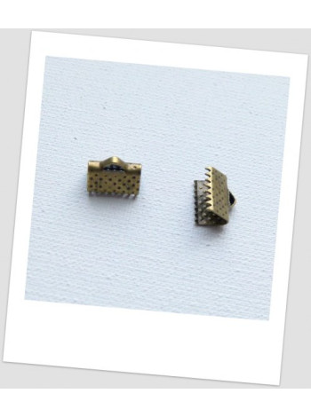 Концевик-зажим для лент металлический,10х8 мм, цвет бронзовый. Упаковка - 50 шт. (id:270051)