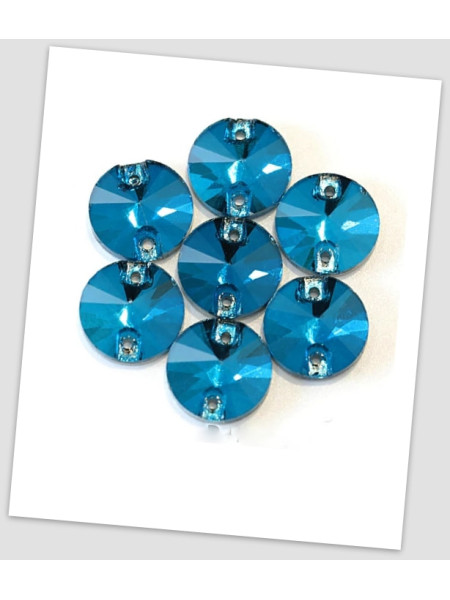 Стрази пришивні, 12 мм (скло), колір  Peacock blue, ціна за 1 шт.  (780010)
