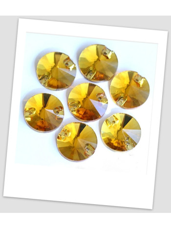 Стрази пришивні, 12 мм (скло), колір Topaz, ціна за 1 шт. (780014)