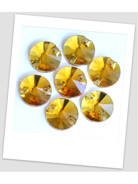 Стрази пришивні, 12 мм (скло), колір Topaz, ціна за 1 шт. (780014)