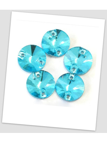 Стрази пришивні, 12 мм (скло), колір Aquamarine, ціна за 1 шт. (780009)