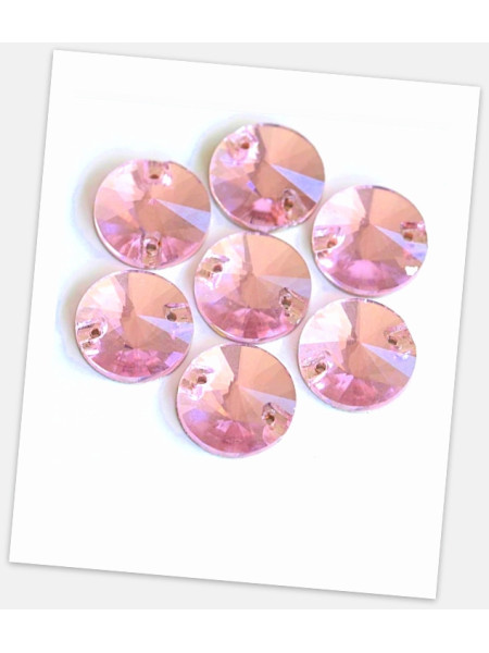 Стрази пришивні, 12 мм (скло), колір Pink, ціна за 1 шт.  (780005)