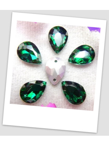 Стрази крапля пришивні (скло), 10x14 мм, колір A4 Emerald, ціна за 1 шт. (780031)