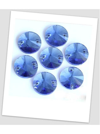 Стрази пришивні, 12 мм (скло), колір  Ca-pri-blue , ціна за 1 шт.  (780011)