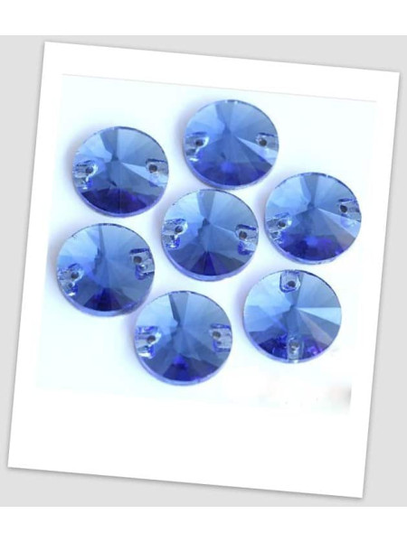 Стрази пришивні, 12 мм (скло), колір  Ca-pri-blue , ціна за 1 шт.  (780011)